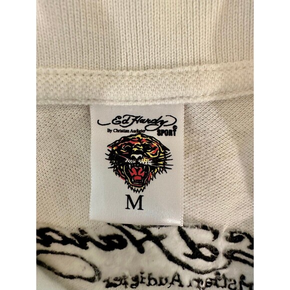 Ed Hardy Tiger Shirt White Christian Audigier Y2K Vintage Embroidered - Picture 7 of 10